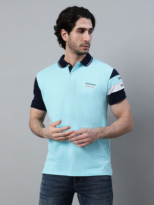 CANTABIL Solid Men Polo Neck Blue T-Shirt