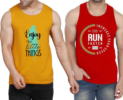 WOOSTRO Typography Men Round Neck Yellow, White, Red T-Shirt