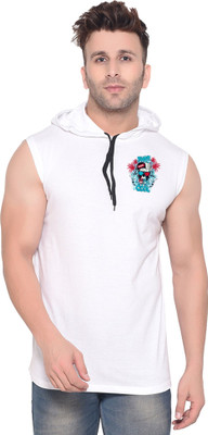 Lawful Casual Printed Men Hooded Neck White T-Shirt