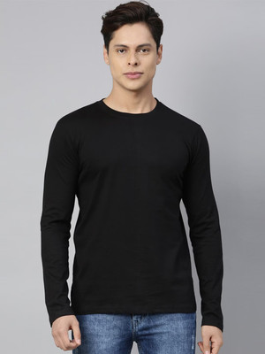 OrrganicChics Solid Men Round Neck Black T-Shirt