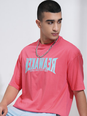 HIGHLANDER Printed Men Round Neck Pink T-Shirt