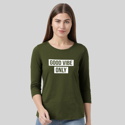 Nilan Tees Wear Printed Women Round Neck Light Green T-Shirt