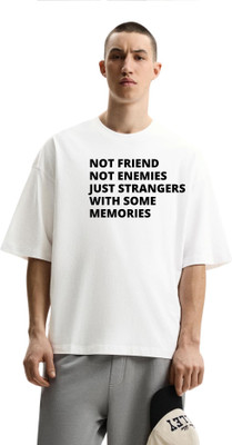 fashnobic Self Design Men Round Neck White T-Shirt