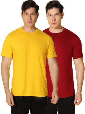 WOOSTRO Solid Men Round Neck Multicolor T-Shirt