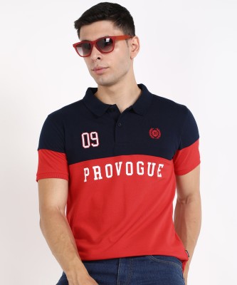 PROVOGUE Printed Men Polo Neck Red T-Shirt