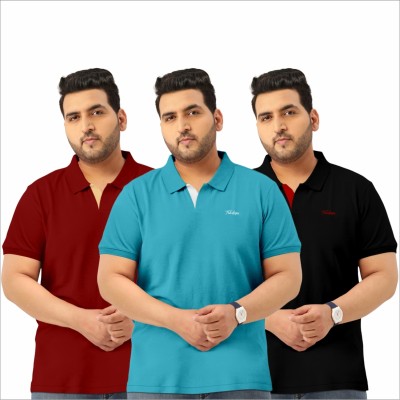 TAB91 Solid Men Polo Neck Light Blue, Blue, Maroon T-Shirt