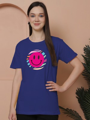 FRISKERS Graphic Print Women Round Neck Blue T-Shirt