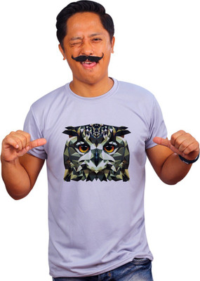 Mooch Wale Printed Men Round Neck White T-Shirt