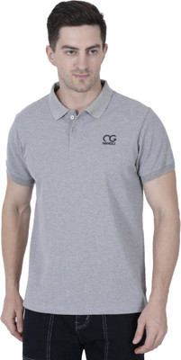 Nexgo Solid Men Polo Neck Grey T-Shirt