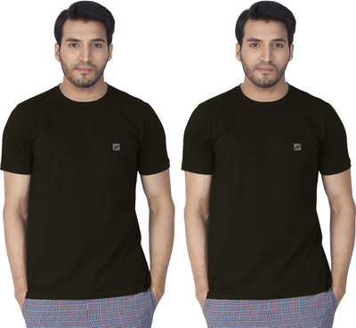 Lux Nitro Solid Men Round Neck Black T-Shirt