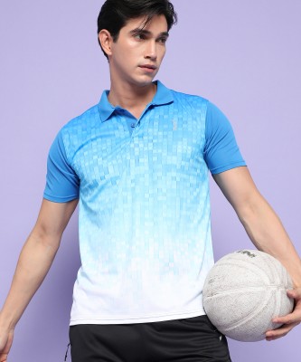 CAMPUS SUTRA Printed Men Polo Neck Blue T-Shirt