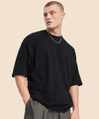 Man Mutation Solid Men Round Neck Black T-Shirt