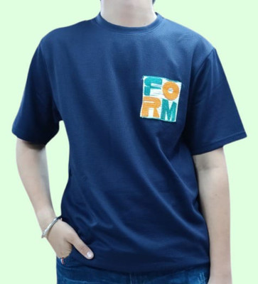 JBJB Printed Men Round Neck Blue T-Shirt