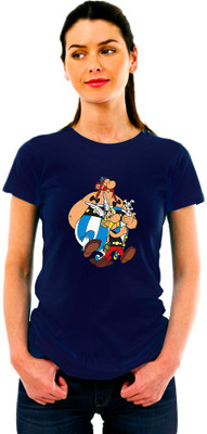 montae Graphic Print Women Round Neck Dark Blue T-Shirt