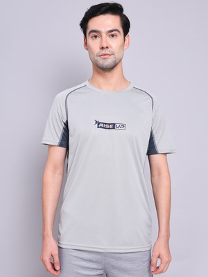 TECHNOSPORT Graphic Print Men Round Neck Grey T-Shirt