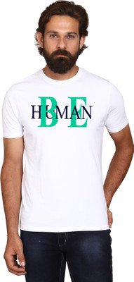 AODACH Printed Men Round Neck White T-Shirt