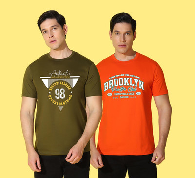 WOOSTRO Printed Men Round Neck Multicolor T-Shirt