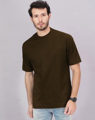 PP PRODUCTIONS Solid Men Round Neck Brown T-Shirt