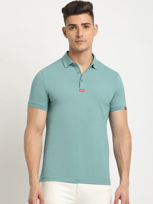 THE BEAR HOUSE Solid Men Polo Neck Blue T-Shirt