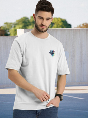 Dark Drive Printed Men Round Neck White T-Shirt