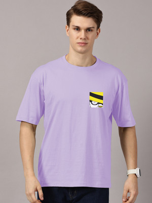 Leon Printed Men Round Neck Purple T-Shirt