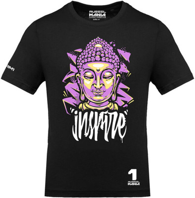 RusselMania Printed, Typography Men Round Neck Black T-Shirt