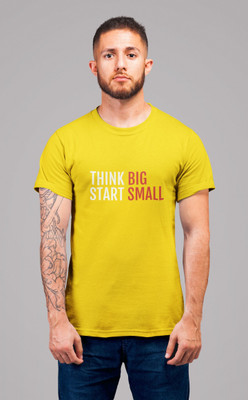 Stylewill Typography Men Round Neck Yellow T-Shirt