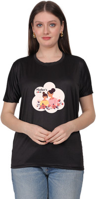Booostam products Graphic Print Women Round Neck Black T-Shirt