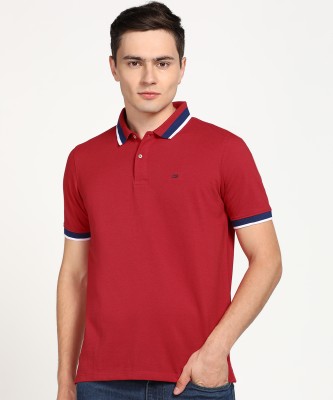 PETER ENGLAND Solid Men Polo Neck Red T-Shirt