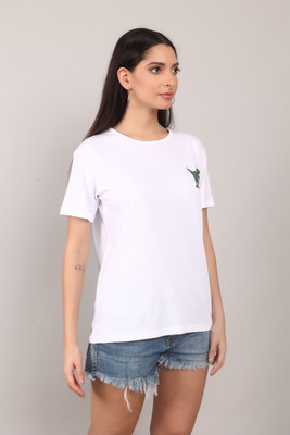 MODYNE Striped Women Round Neck White T-Shirt