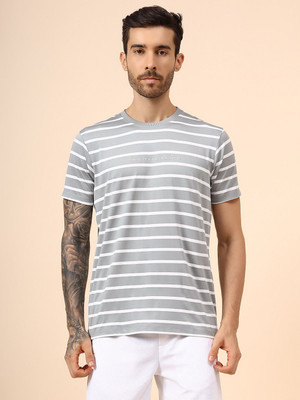 CANTABIL Striped Men Round Neck Grey T-Shirt