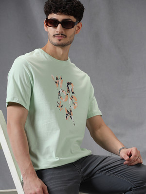 WROGN Printed Men Round Neck Green T-Shirt