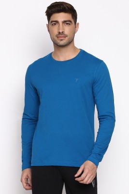 VAN HEUSEN Solid Men Round Neck Blue T-Shirt