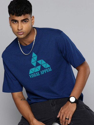 Moda Rapido Graphic Print Men Round Neck Dark Blue T-Shirt