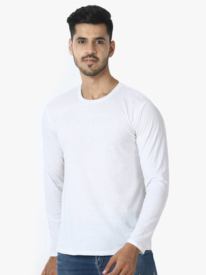 RULEDBYSUN Solid Men Round Neck White T-Shirt