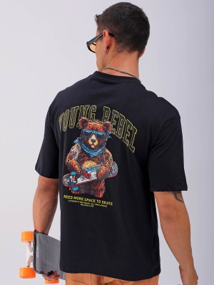 The Indian Garage Co. Graphic Print Men Crew Neck Black T-Shirt