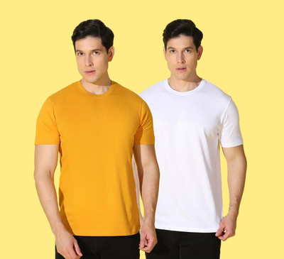 WOOSTRO Solid Men Round Neck Multicolor T-Shirt