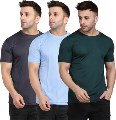 INDIZO Solid Men Round Neck Multicolor T-Shirt