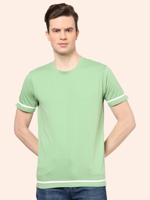 TQH Solid Men Round Neck Light Green T-Shirt