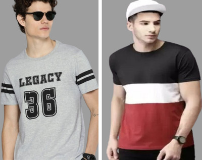 AR 9 Graphic Print Men Round Neck Grey, Maroon T-Shirt