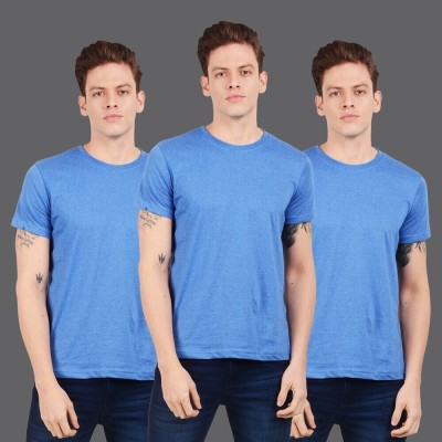SCOTT INTERNATIONAL Solid Men Round Neck Light Blue T-Shirt