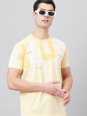 98 Degree North Printed Men Round Neck Yellow T-Shirt