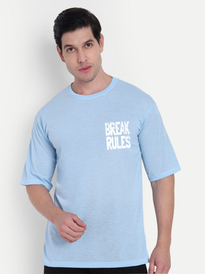 Benny Brooks Printed Men Round Neck Light Blue T-Shirt