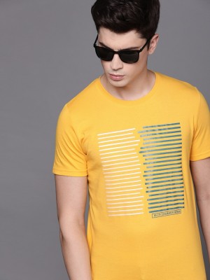 WROGN Printed Men Crew Neck Yellow T-Shirt
