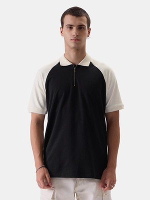 The Souled Store Colorblock Men Polo Neck Multicolor T-Shirt