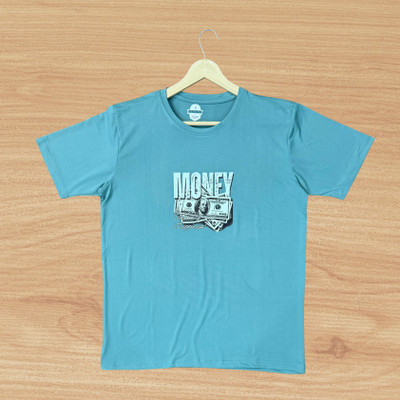 DEVARSH ENTERPRISES Printed Men Round Neck Light Blue T-Shirt