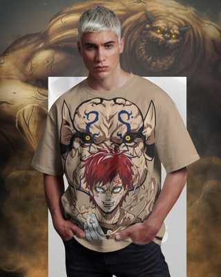 EYESTOP Printed Men Round Neck Beige T-Shirt