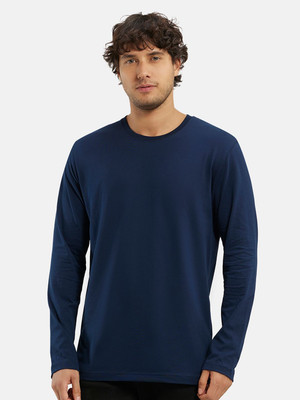 JOCKEY Solid Men Round Neck Blue T-Shirt