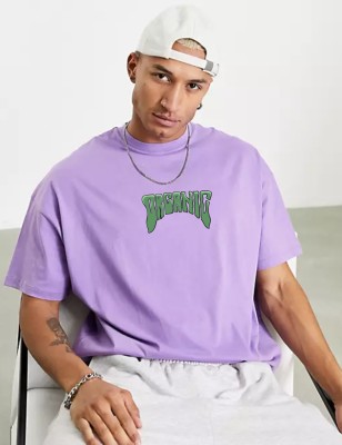 Humbe Graphic Print Men Round Neck Purple T-Shirt