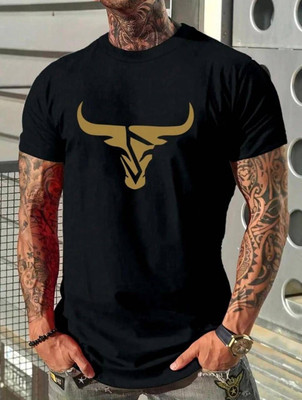 Twenty2Creation Printed Men Round Neck Black T-Shirt